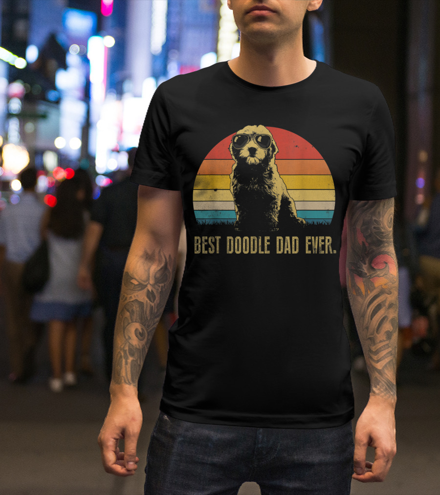 Best Doodle Dad Ever Vintage Retro Dog Lover Father's Day T-Shirt