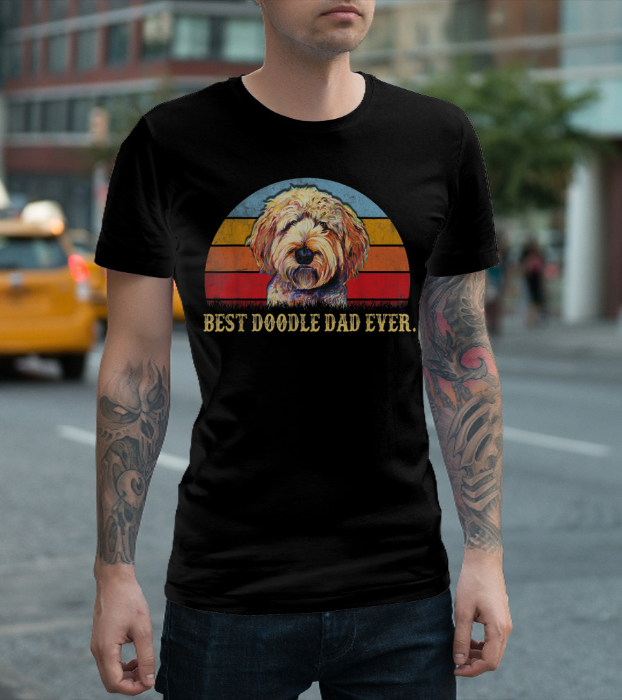Best Doodle Dad Ever Vintage Goldendoodle Mens T-Shirt