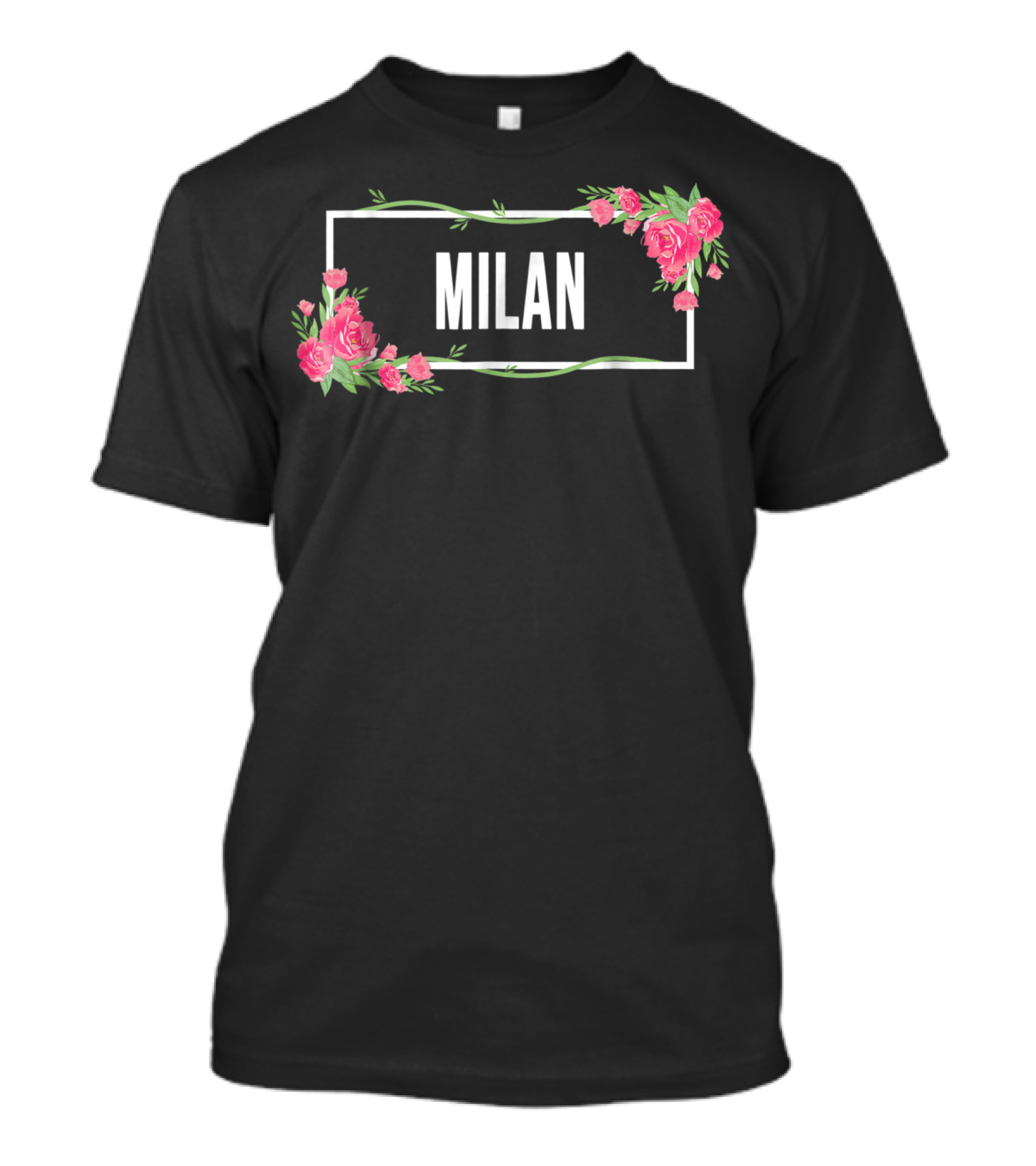Milan Italy Hibiscus Flower Floral Frame T-Shirt