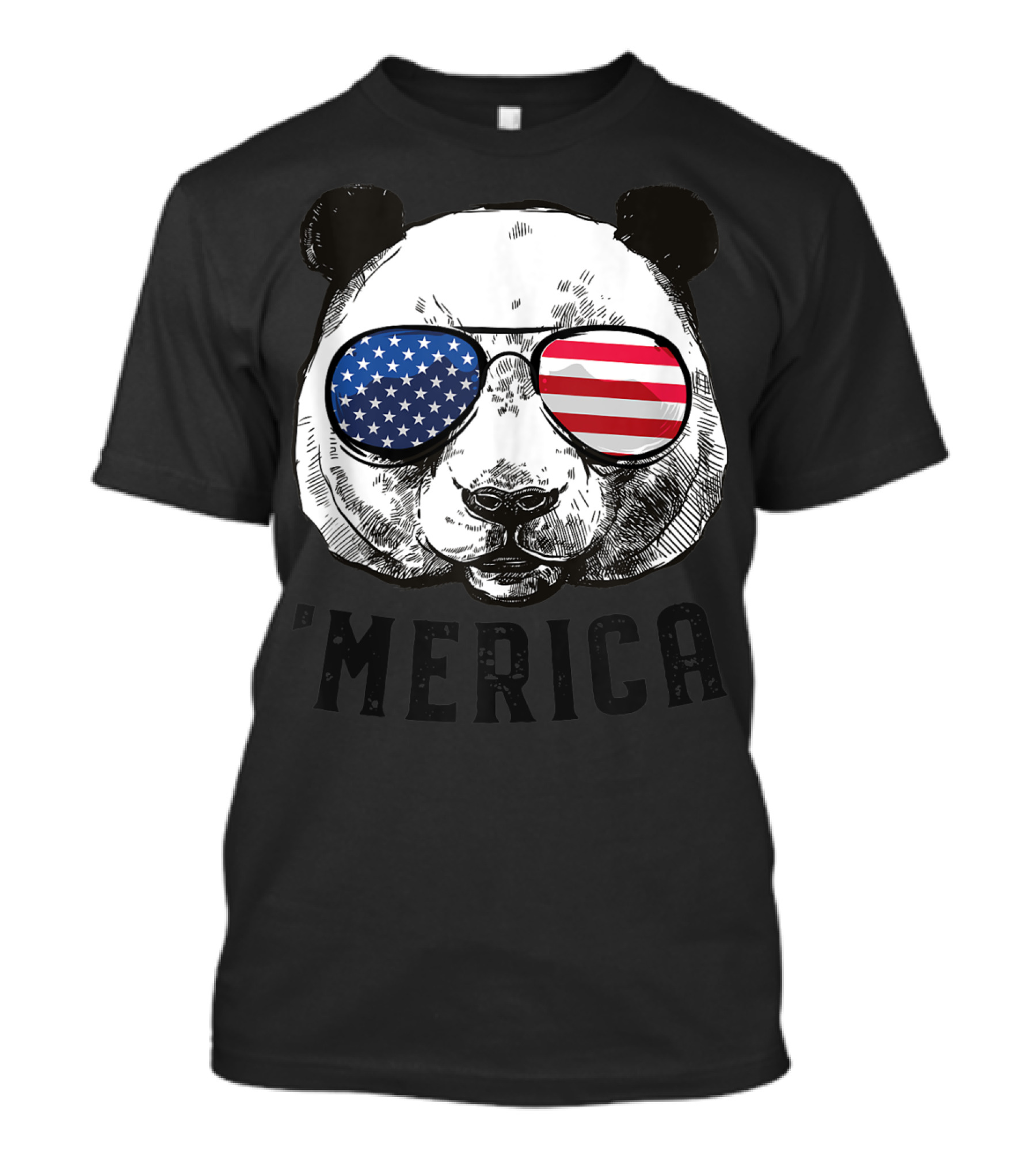 Panda Bear American Flag Sunglasses 4th Of July Merica T-Shirt
