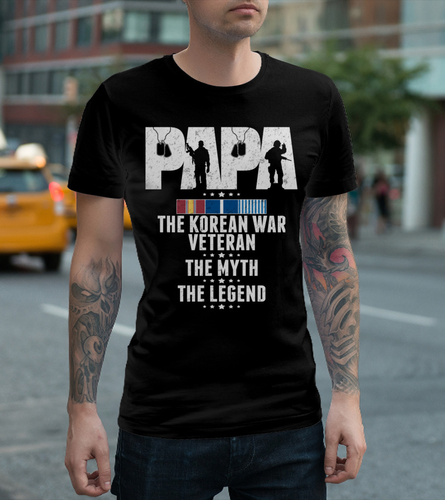 Papa Korean War Veteran Myth Legend With Medals T-Shirt