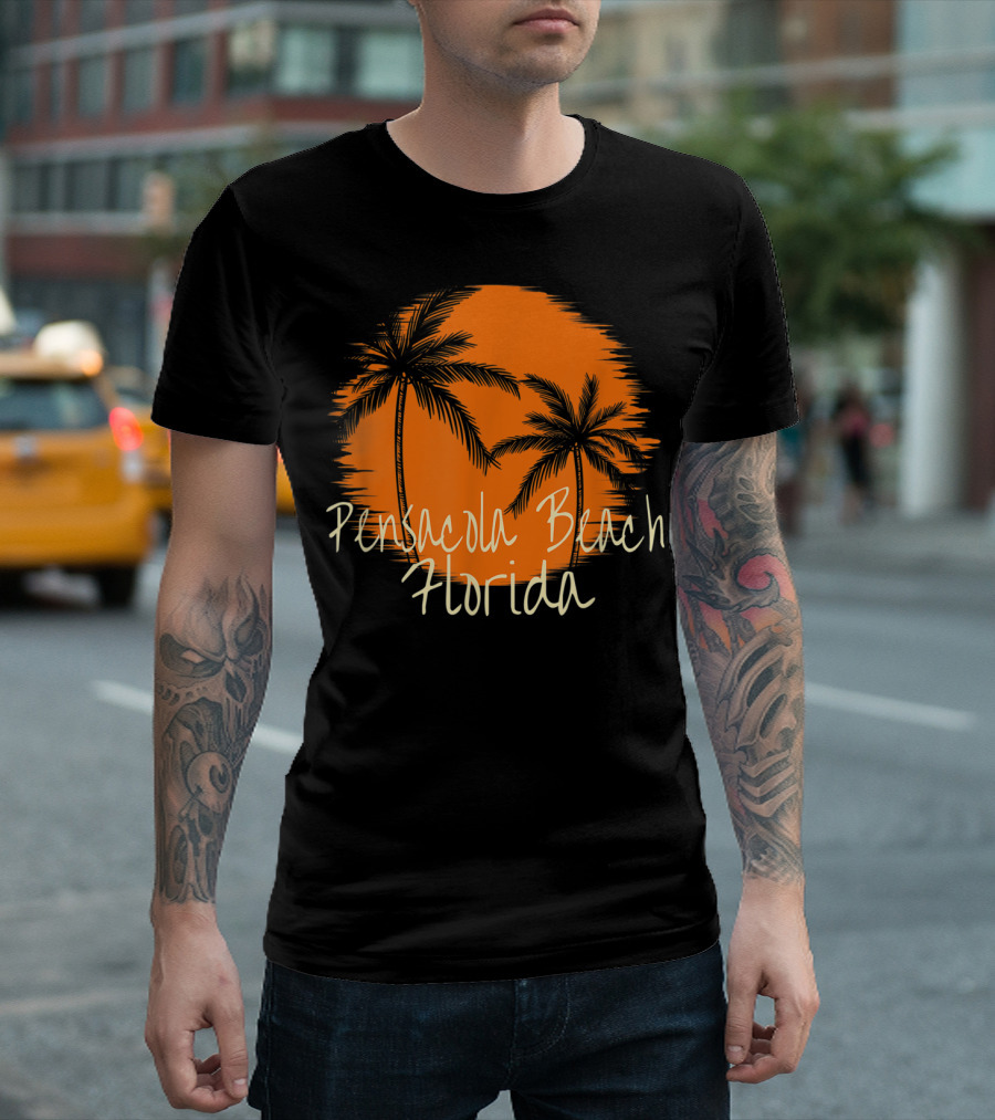 Pensacola Beach Florida Vacation Souvenir Sun Palm Trees T-Shirt