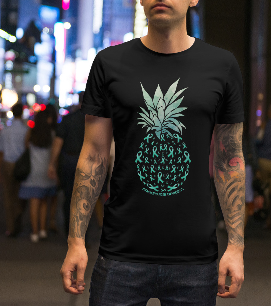 Pineapple Ovarian Cancer Awareness Ribbons T-Shirt