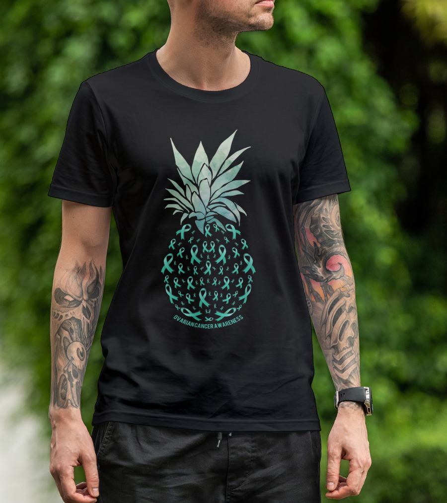 Pineapple Ovarian Cancer Awareness Ribbons T-Shirt