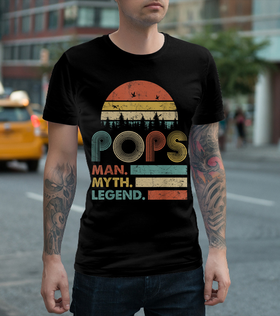 Pops The Man The Myth The Legend Retro Sunset T-Shirt