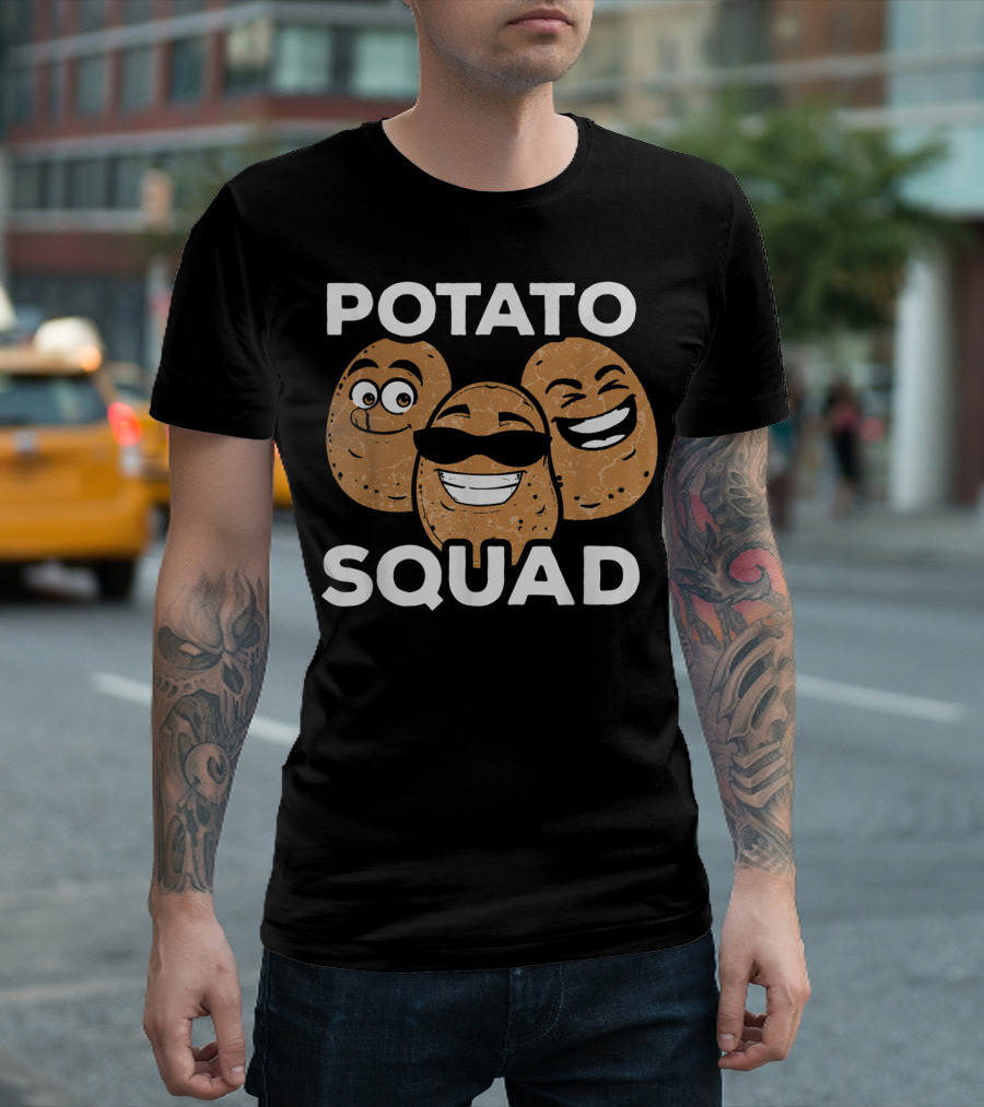 Potato Squad Cute Funny Potato Lover Smiling Cartoon Faces T-Shirt