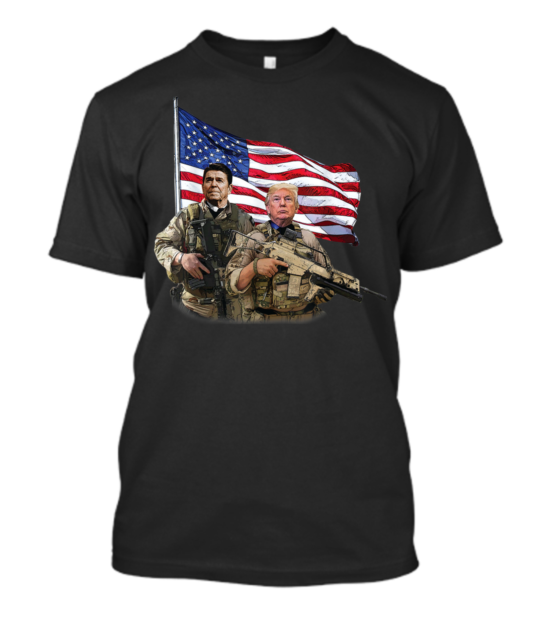 Presidential Soldiers Ronald Reagan Donald Trump American Flag Military Gear T-Shirt