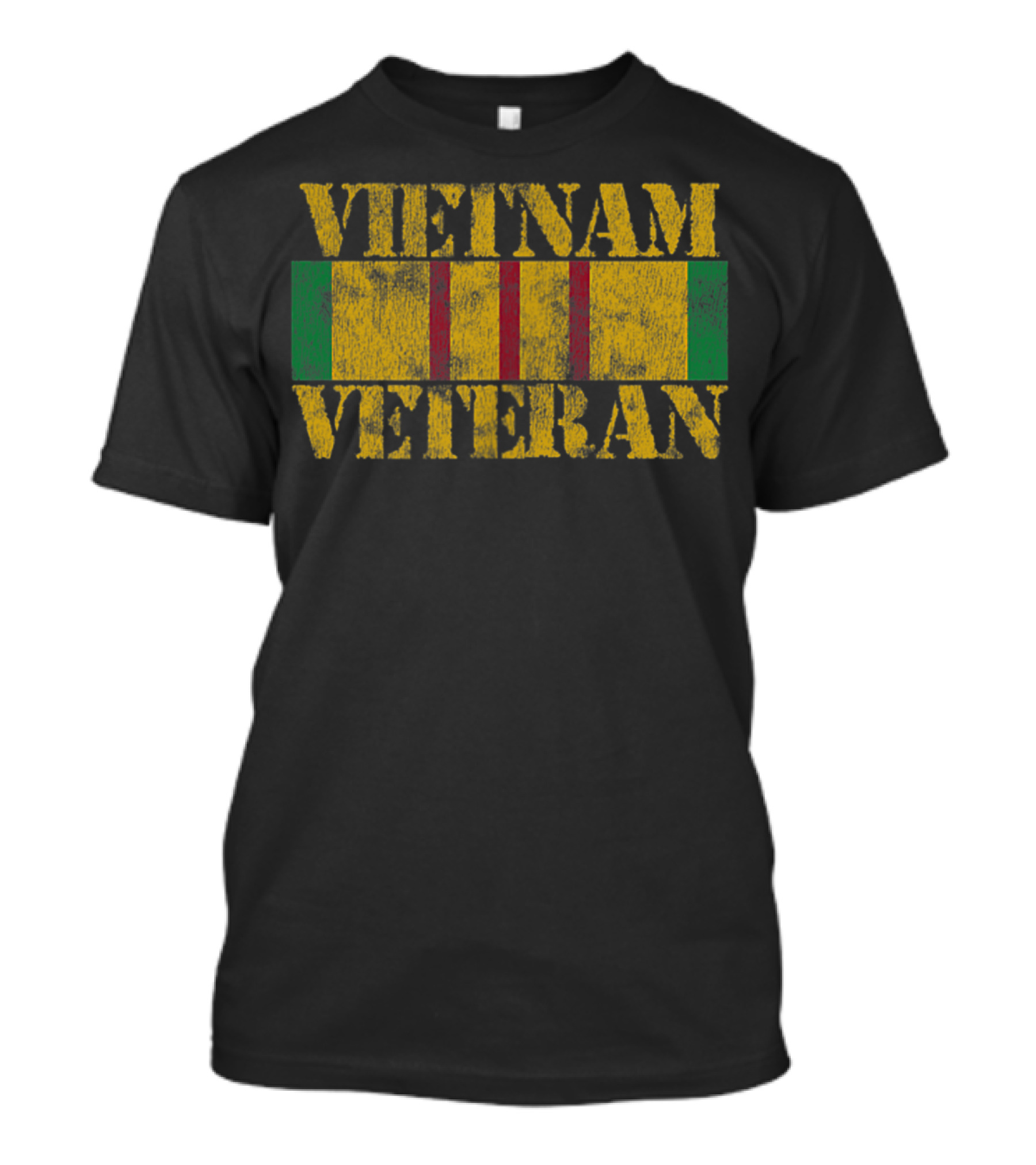 Vietnam Veteran Flag Service Ribbon Patch Distressed Textured T-Shirt