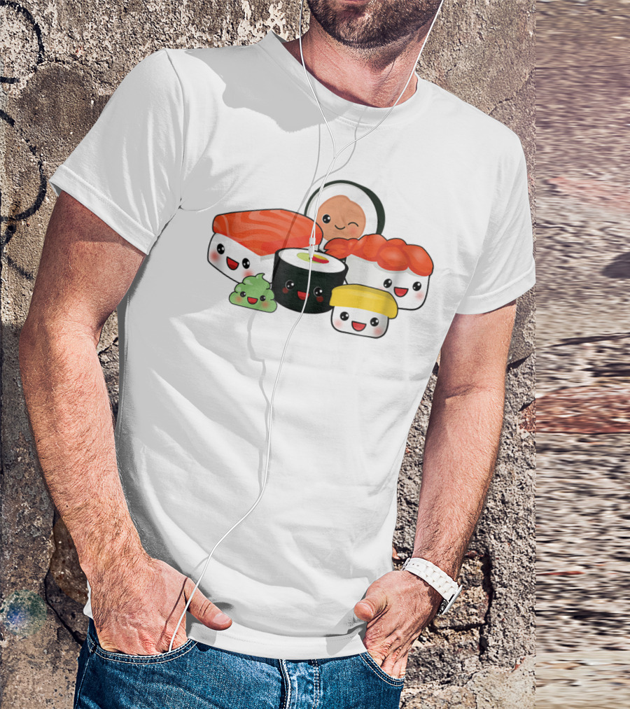 Kawaii Sushi Family With Cute Faces And Happy Expressions T-Shirt