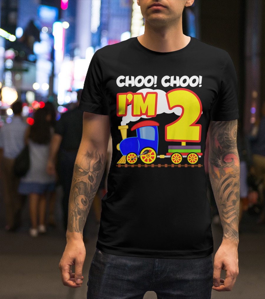 Choo Choo I'm 2 Year Old Train Birthday Toddler Fun T-Shirt