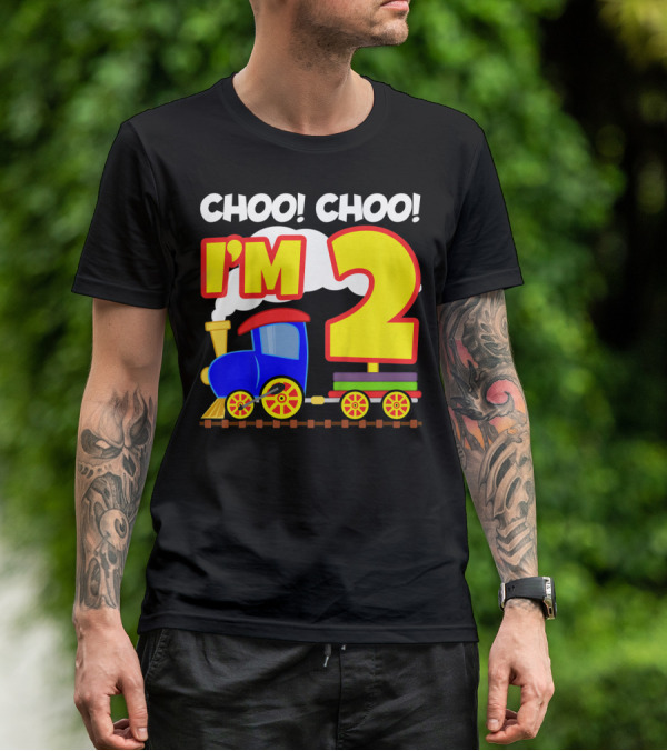 Choo Choo I'm 2 Year Old Train Birthday Toddler Fun T-Shirt