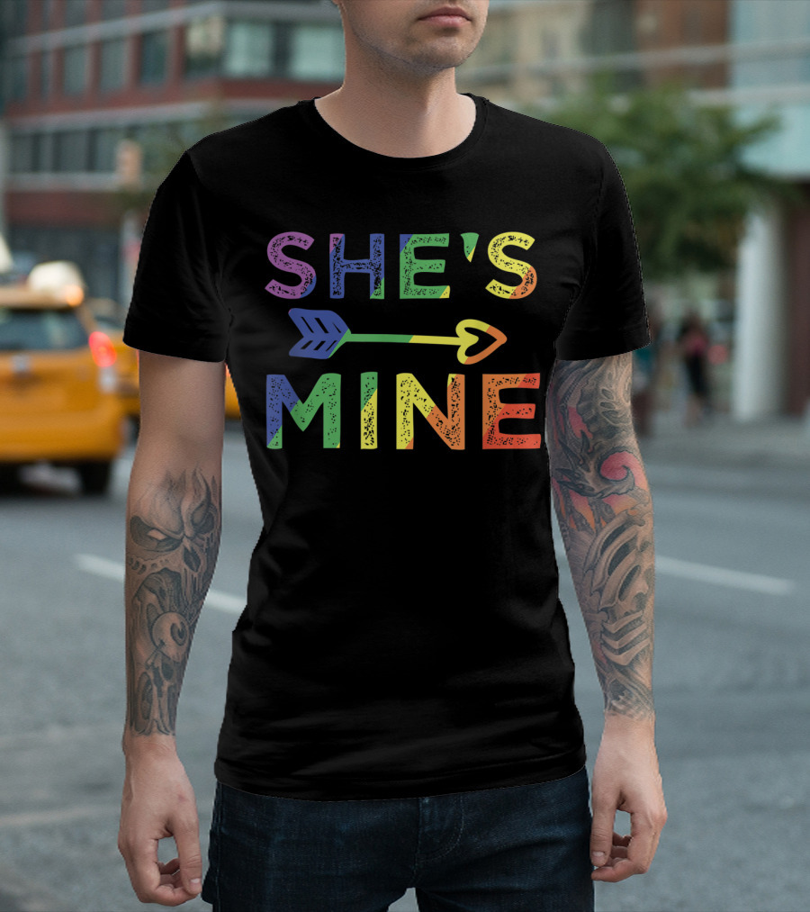 She's Mine Arrow Rainbow Lesbian Couple Matching LGBT T-Shirt