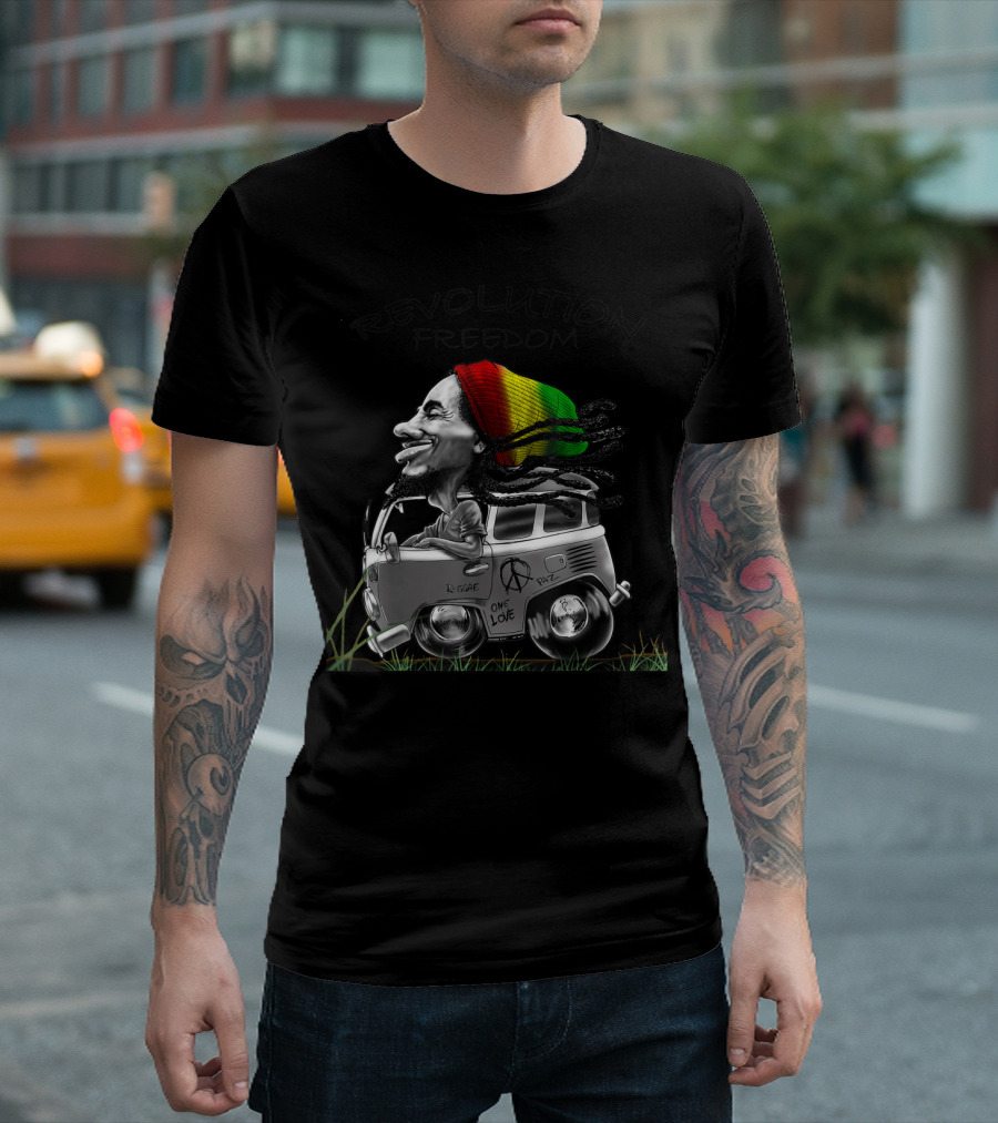 Revolution Freedom Rasta Reggae One Love Marley Peace Bus Bob Lover T-Shirt
