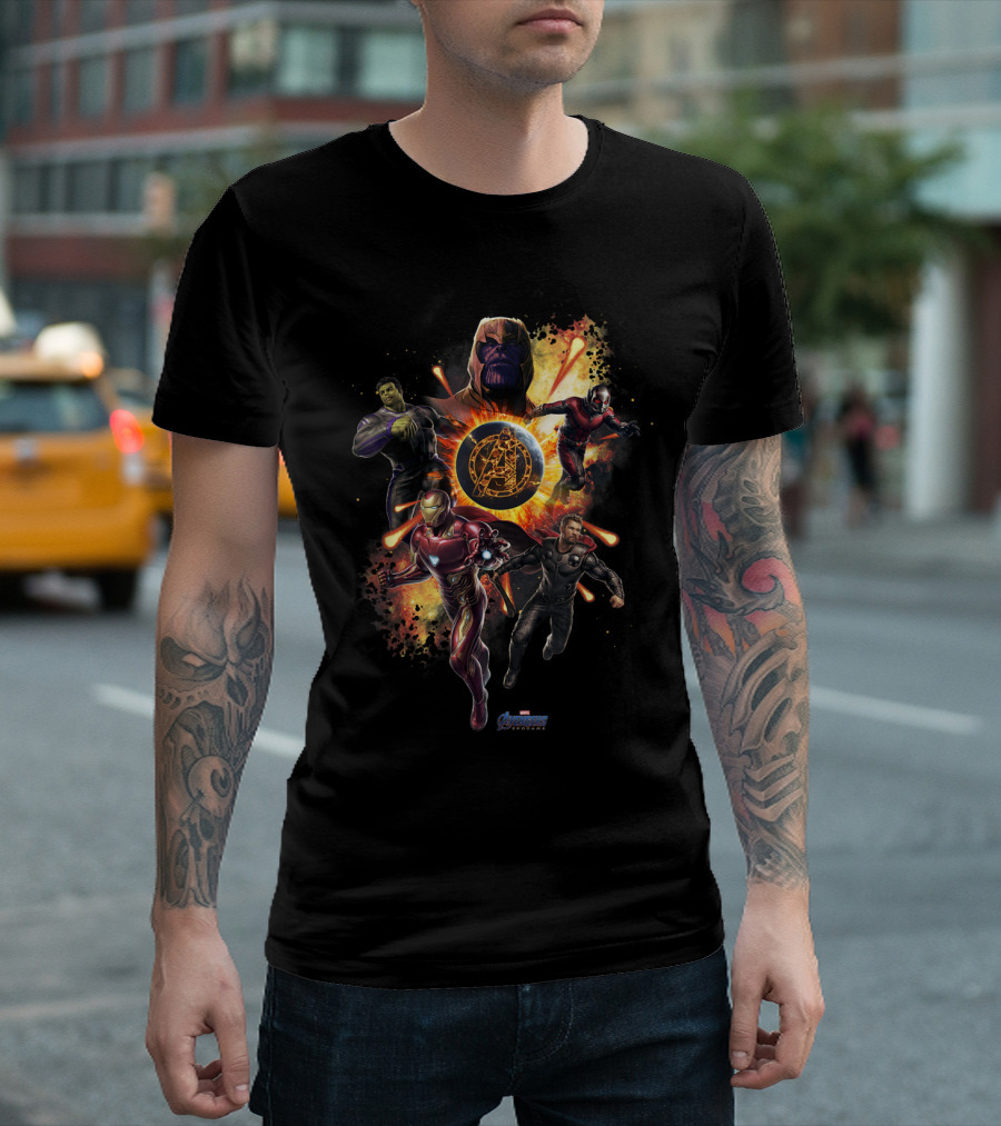 Marvel Avengers Endgame Thanos Iron Man Hulk Captain America Ant-Man Planet Explosion T-Shirt