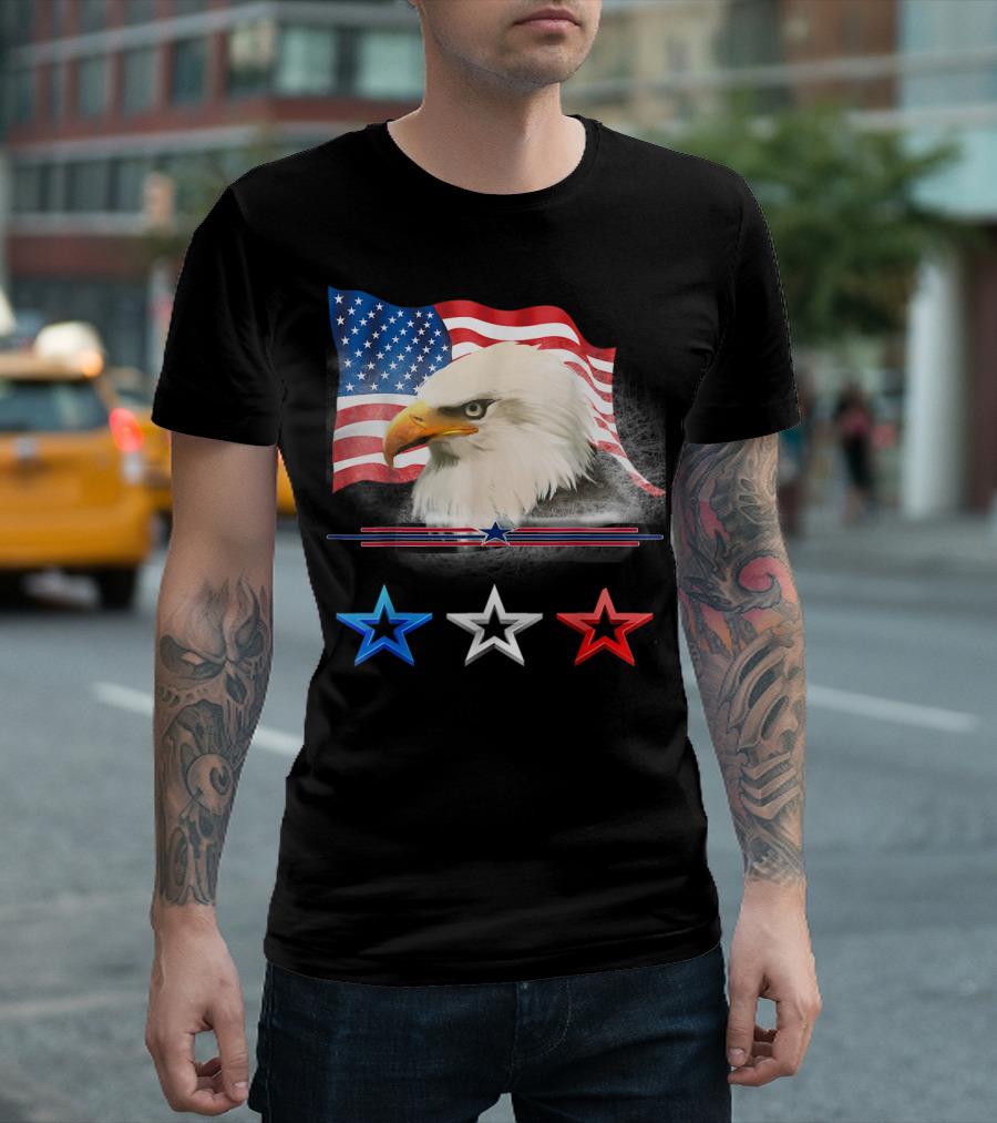American Flag Eagle With Red White Blue Stars T-Shirt