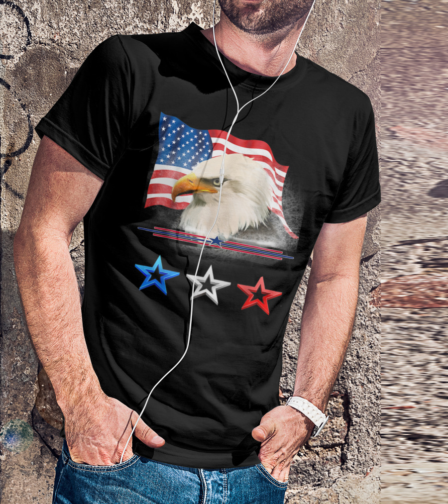 American Flag Eagle With Red White Blue Stars T-Shirt