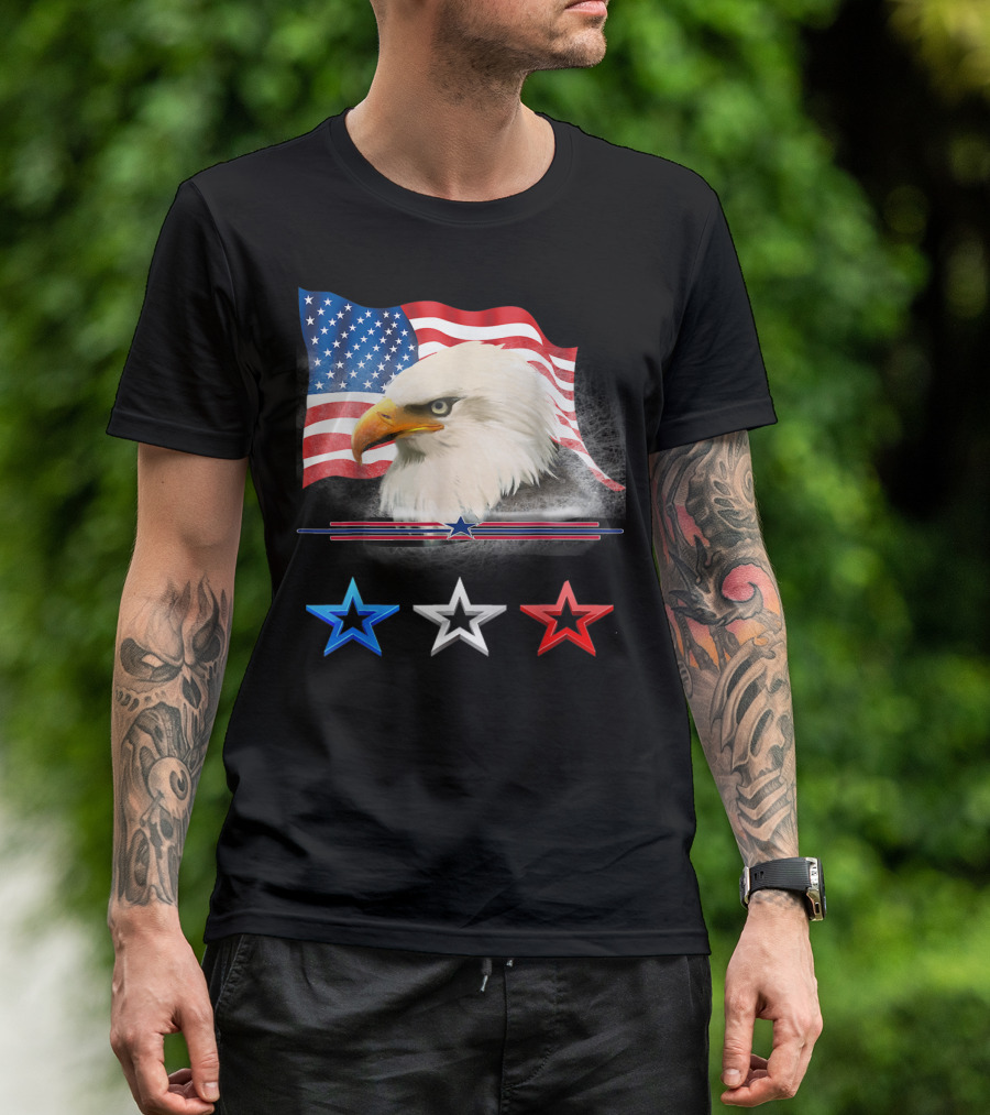American Flag Eagle With Red White Blue Stars T-Shirt