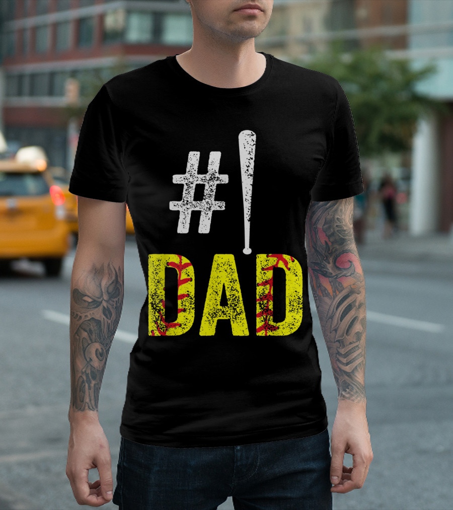 1 Dad Baseball Softball Funny Daddy T-Shirt