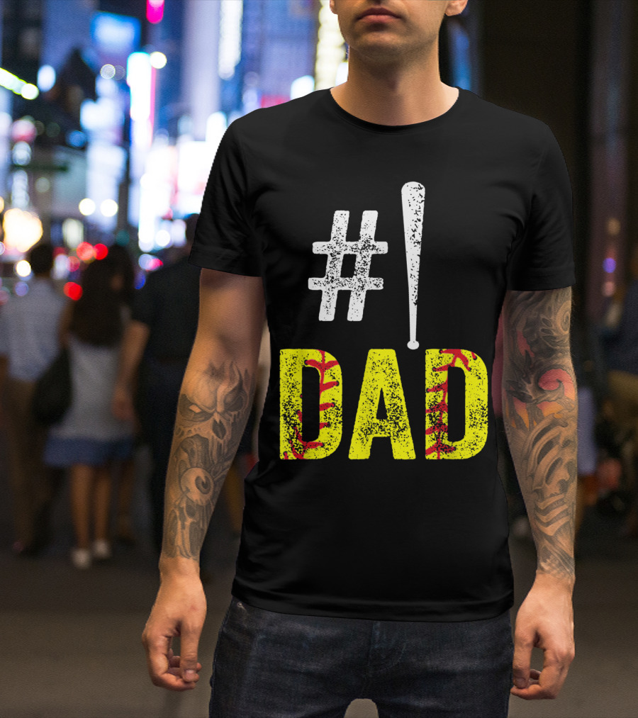 1 Dad Baseball Softball Funny Daddy T-Shirt