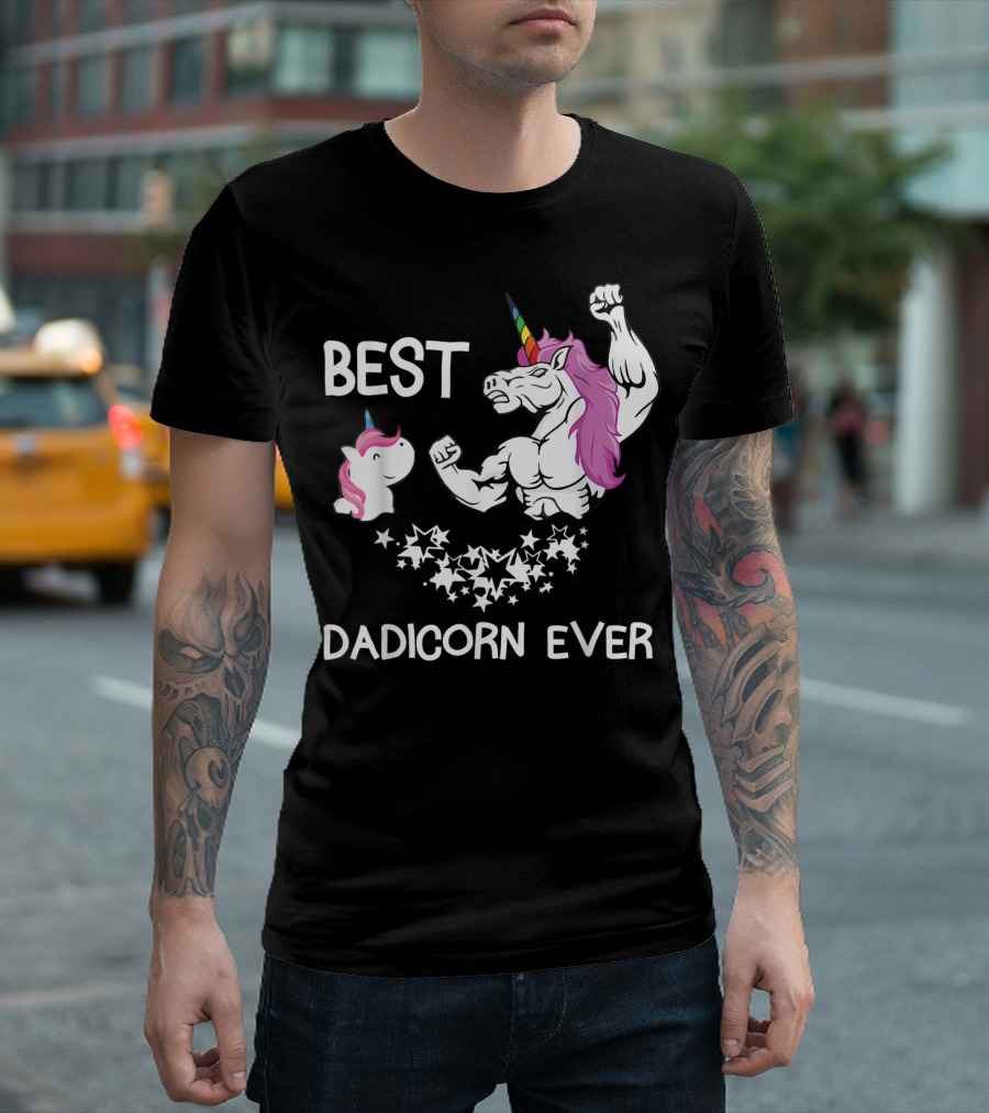 Best Dadicorn Ever Unicorn Dad Baby Father's Mens T-Shirt