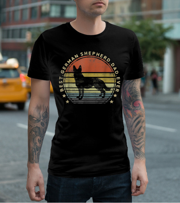 Mens Best German Shepherd Dad Ever Retro T-Shirt