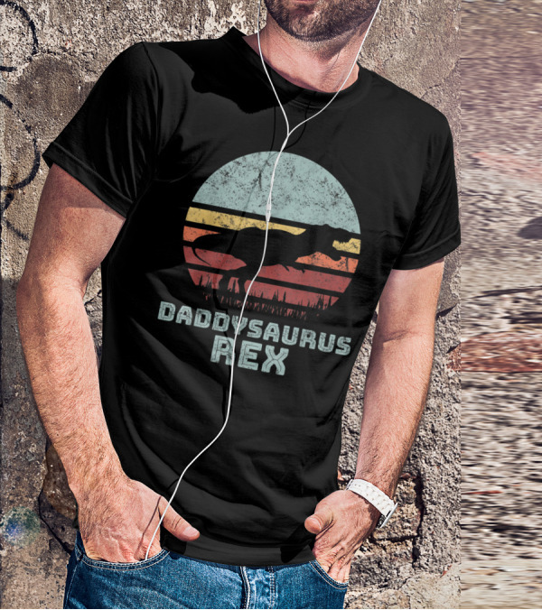 Daddysaurus Rex TRex Sunset Dinosaur Father's Day T-Shirt