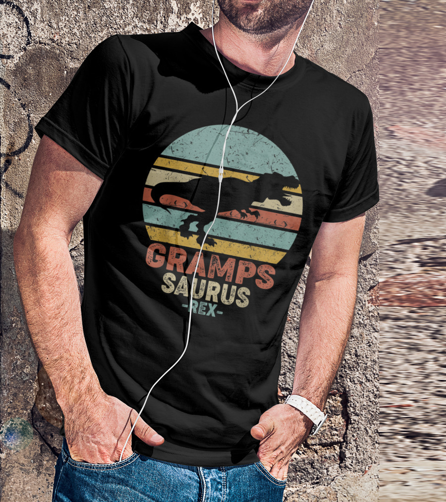 Grampsaurus Dinosaur Vintage Rex Retro Stripes T-Shirt