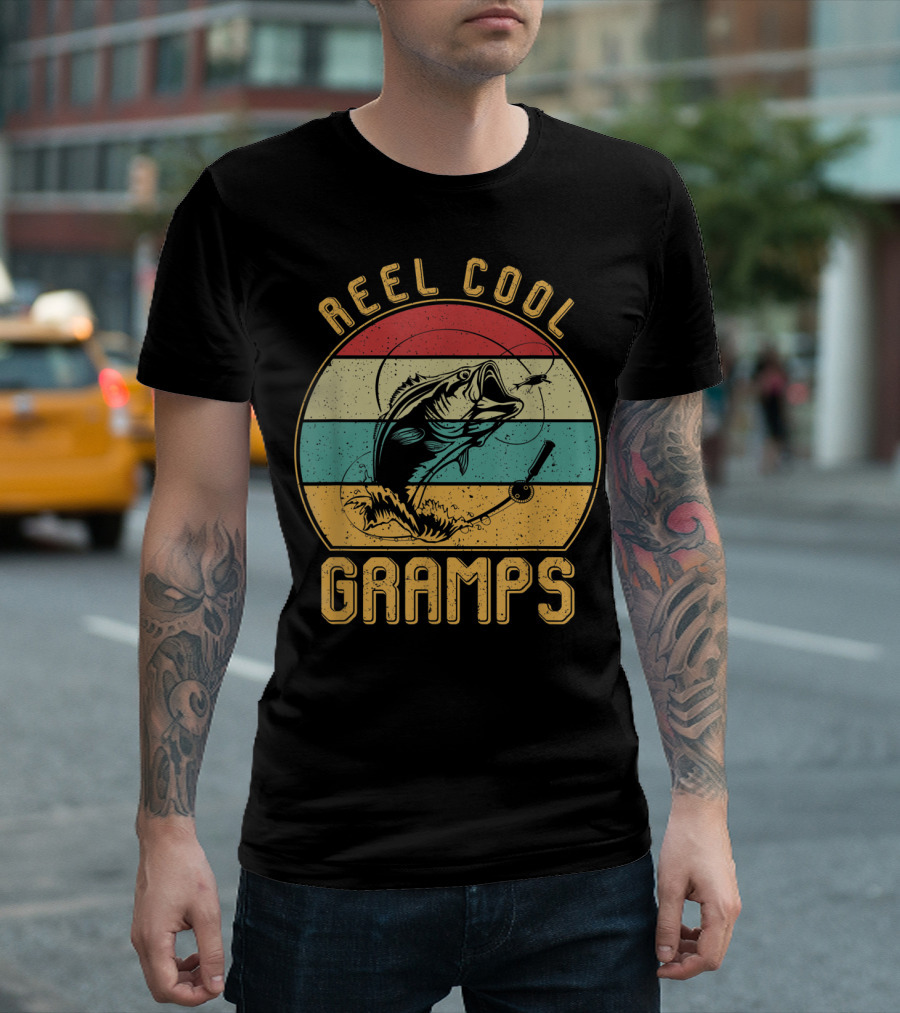 Mens Reel Cool Gramps Fishing Father's Day T-Shirt