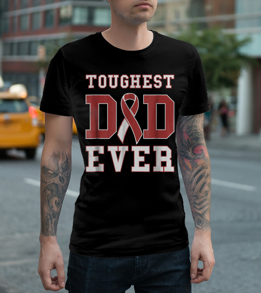 Toughest Dad Ever Head Neck Cancer Survivor Ribbon T-Shirt