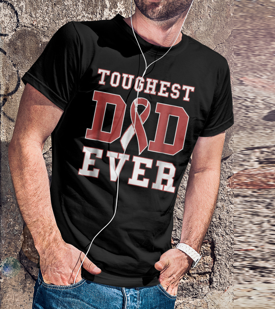 Toughest Dad Ever Head Neck Cancer Survivor Ribbon T-Shirt
