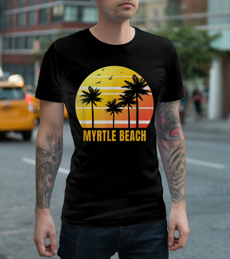 Myrtle Beach South Carolina Palm Trees Sunset Vacation Souvenir T-Shirt