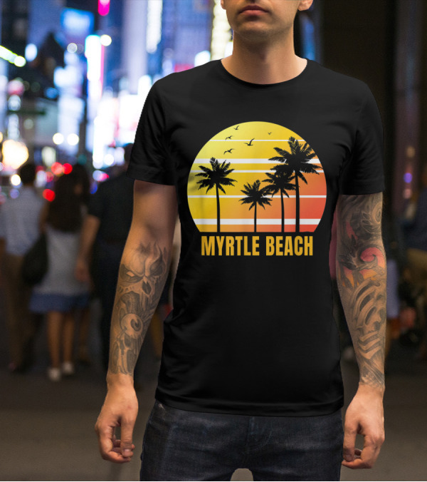Myrtle Beach South Carolina Palm Trees Sunset Vacation Souvenir T-Shirt