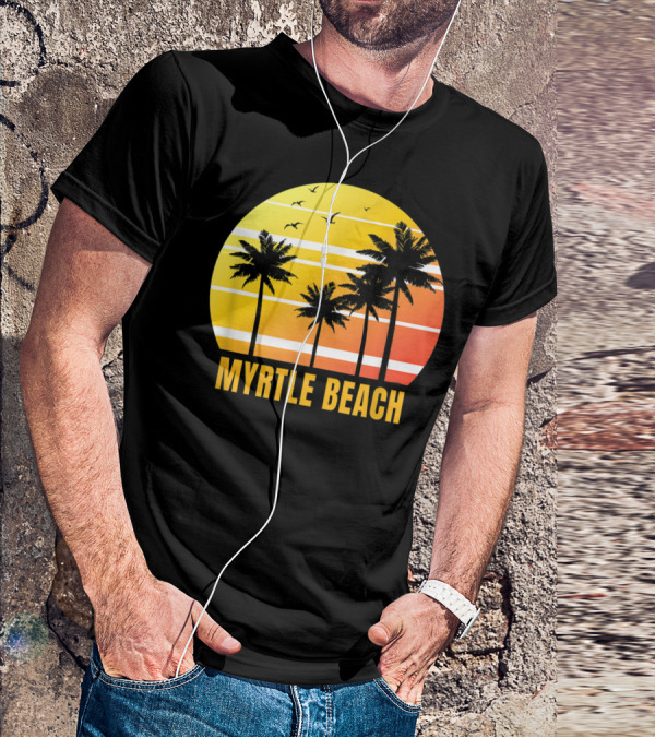 Myrtle Beach South Carolina Palm Trees Sunset Vacation Souvenir T-Shirt