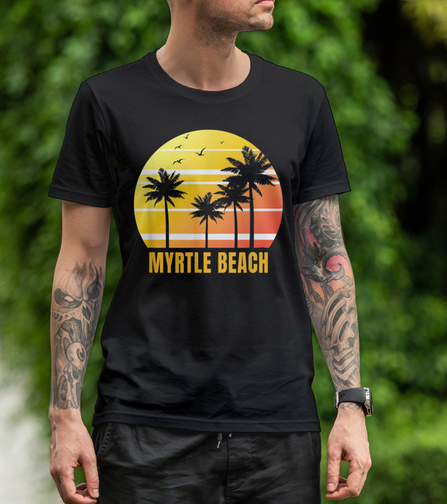 Myrtle Beach South Carolina Palm Trees Sunset Vacation Souvenir T-Shirt