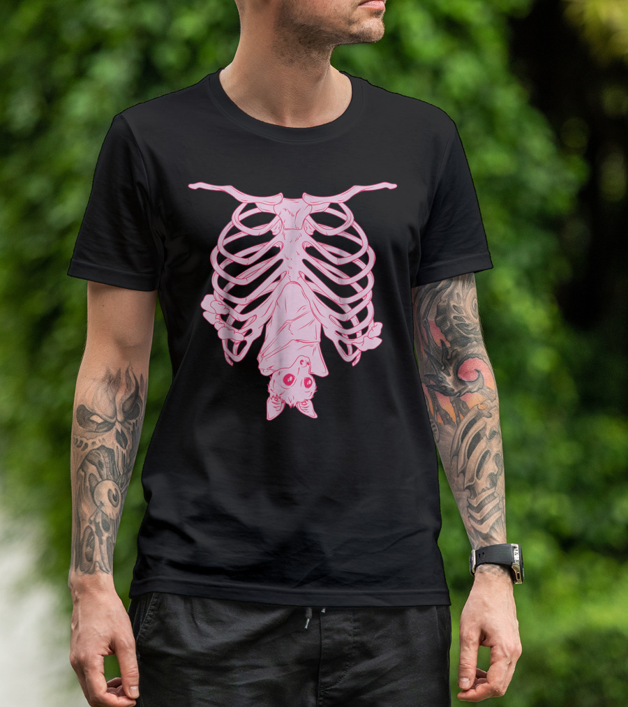 Nu Goth Pastel Bat With Skeleton Aesthetic T-Shirt