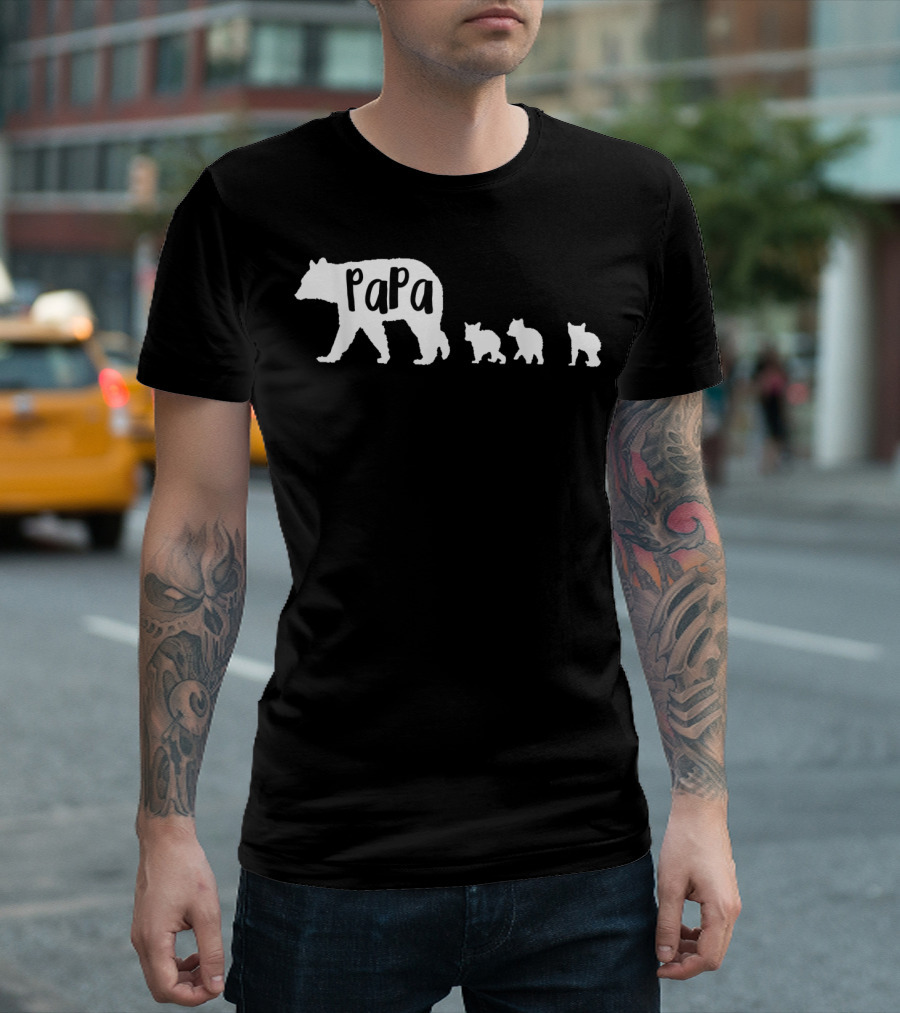 Papa Bear with Three Cubs Father Dad Family T-Shirt