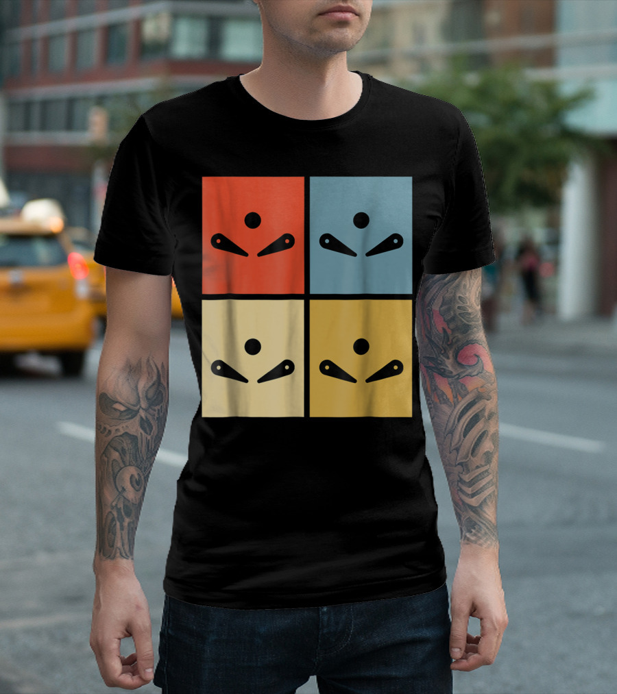 Pinball Colorful Flipper Pop Art Blocks T-Shirt