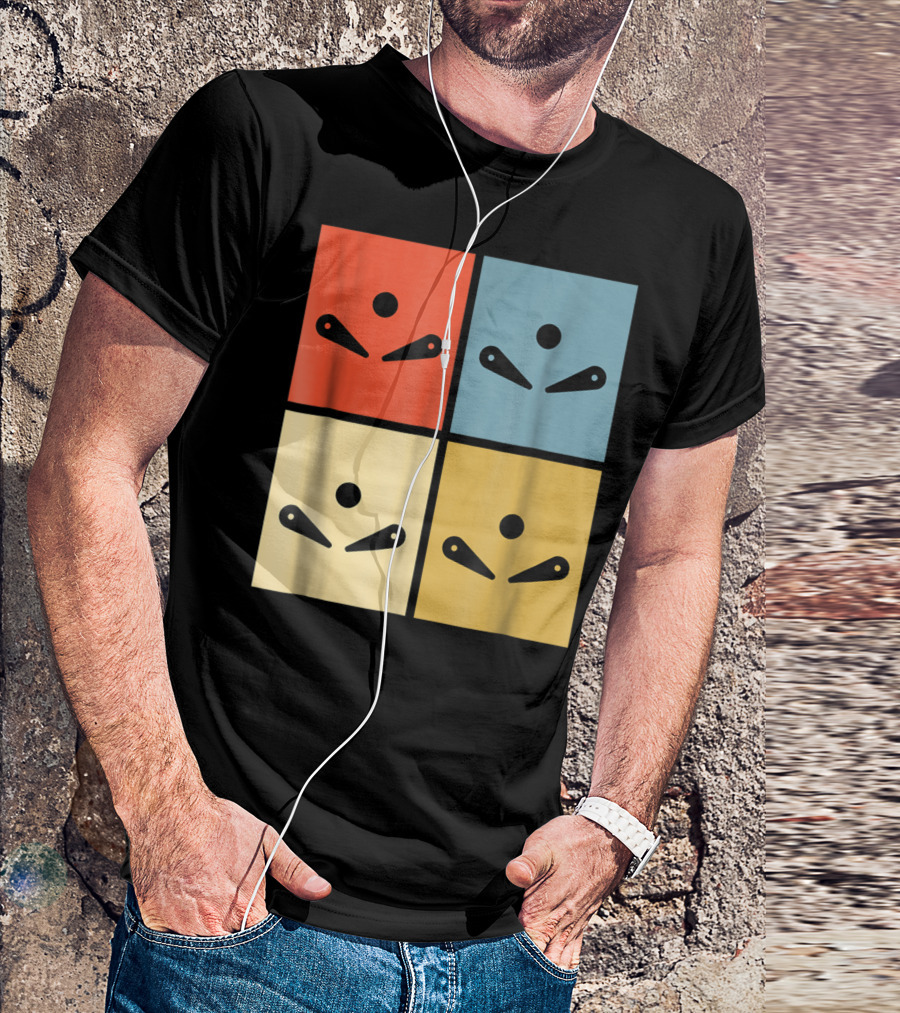 Pinball Colorful Flipper Pop Art Blocks T-Shirt