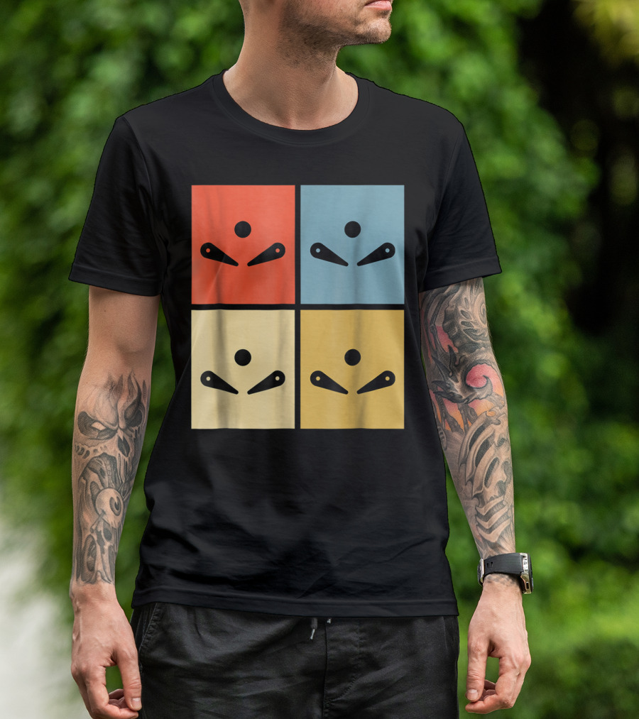 Pinball Colorful Flipper Pop Art Blocks T-Shirt