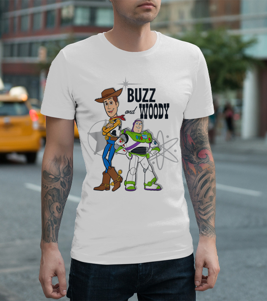 Pixar Toy Story Buzz and Woody Star Atom T-Shirt