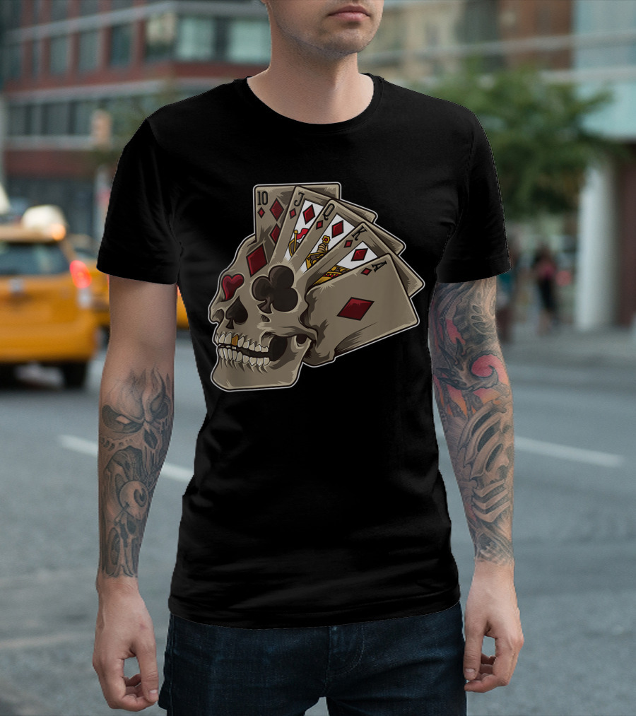 Skull with Poker Cards Casino Theme Party Tank T-Shirt