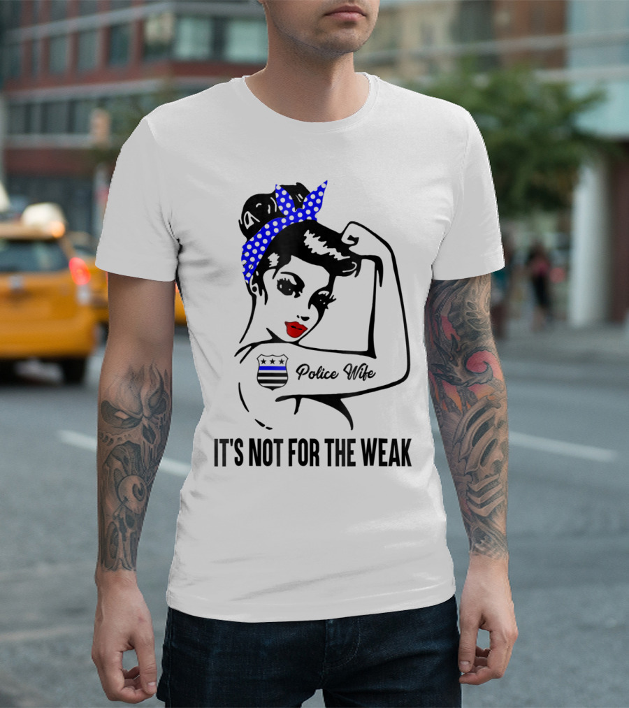 Police Wife Strength Blue Polka Dot Bandana Icon Tattoo T-Shirt