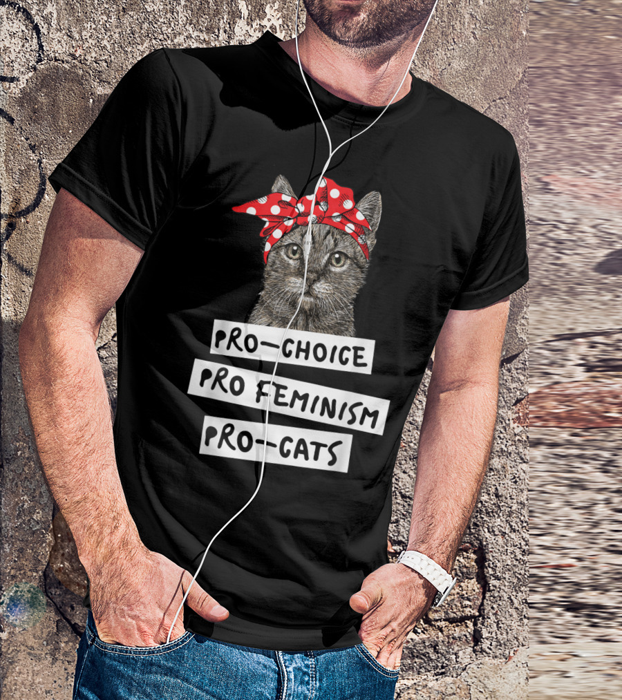 Pro Choice Pro Feminism Pro Cats Red Polka Dot Headband Cat T-Shirt