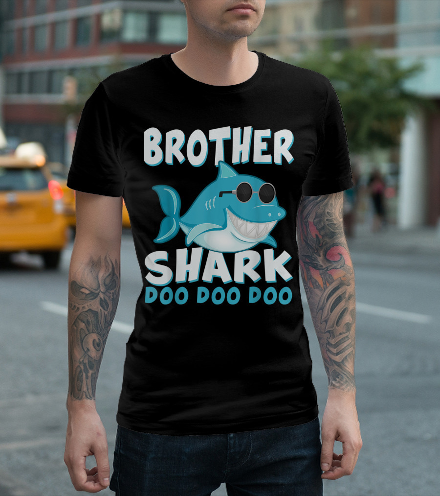 Brother Shark Doo Doo Doo Retro Vintage Father's Day T-Shirt