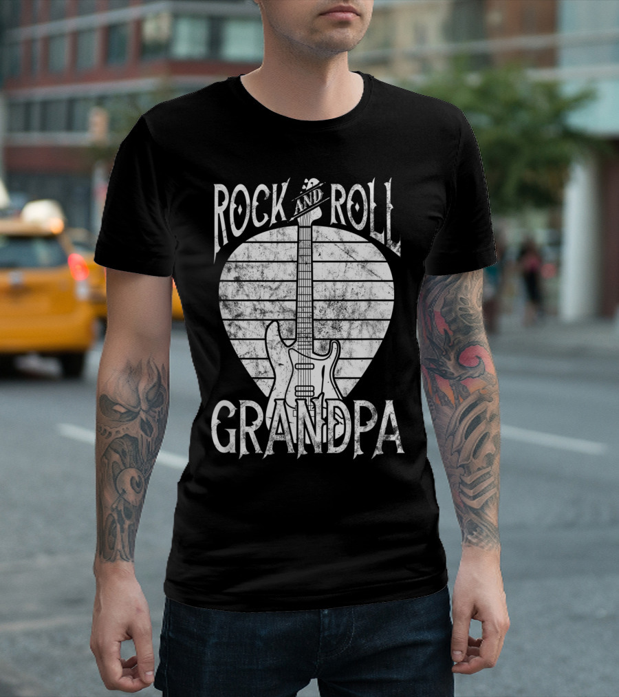 Rock and Roll Grandpa Vintage Guitar Player Iconic T-Shirt
