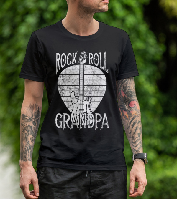 Rock And Roll Grandpa Vintage Guitar Player Iconic T-Shirt
