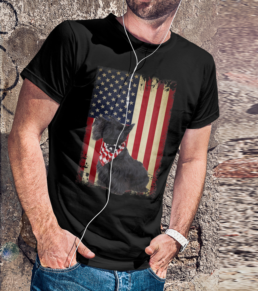 Scottish Terrier American Flag Bandana T-Shirt