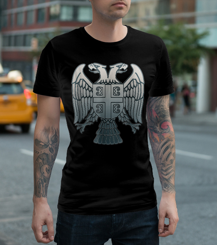 Serbian Double Headed Eagle Serbia Coat of Arms Emblem T-Shirt