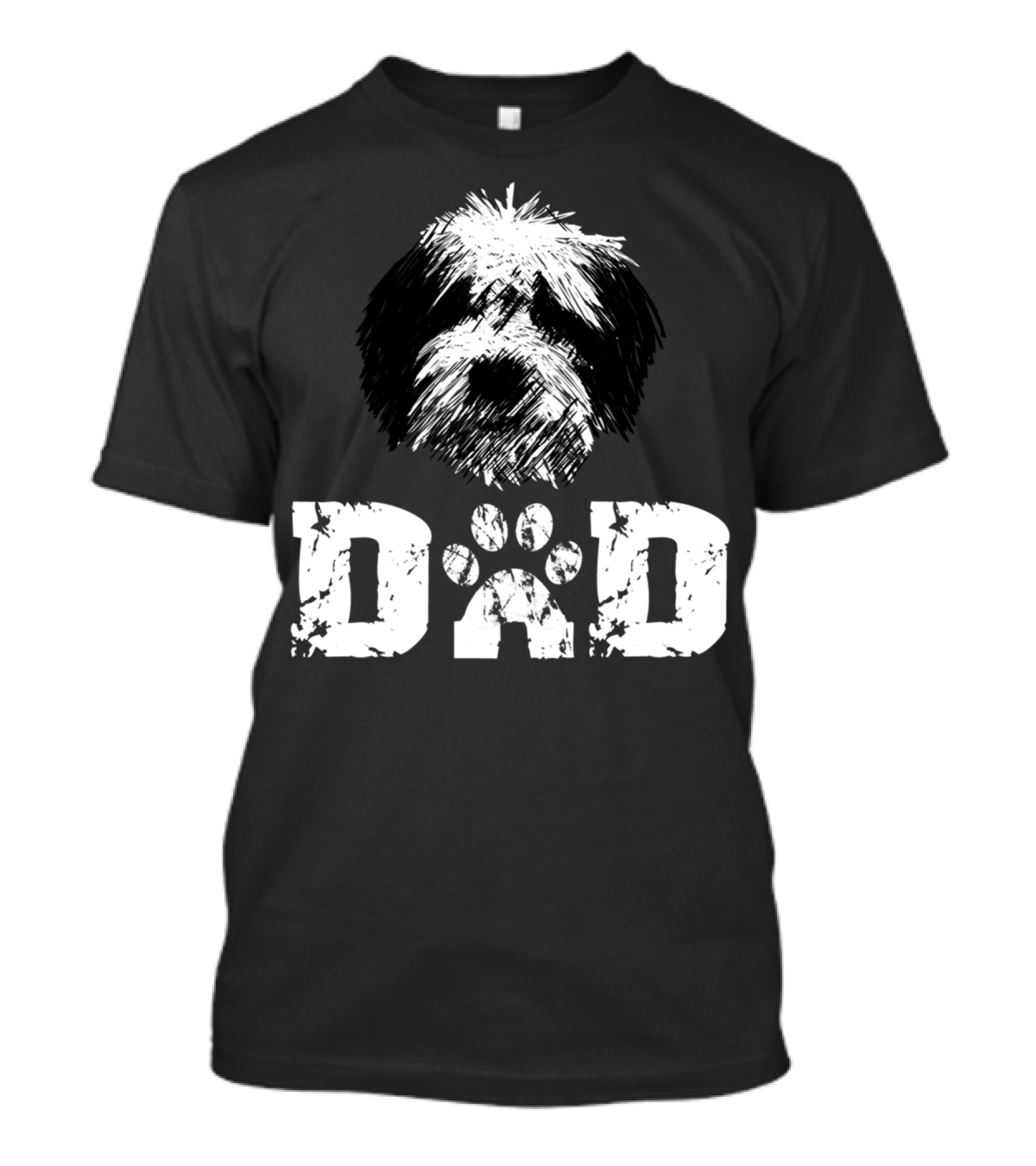 Sheepadoodle Dad Doodle Dog Paw Prints T-Shirt
