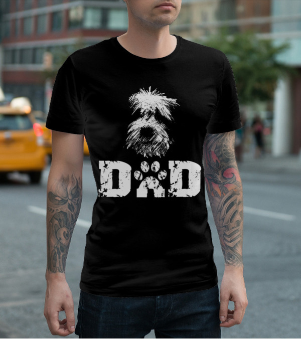 Sheepadoodle Dad Doodle Dog Paw Prints T-Shirt